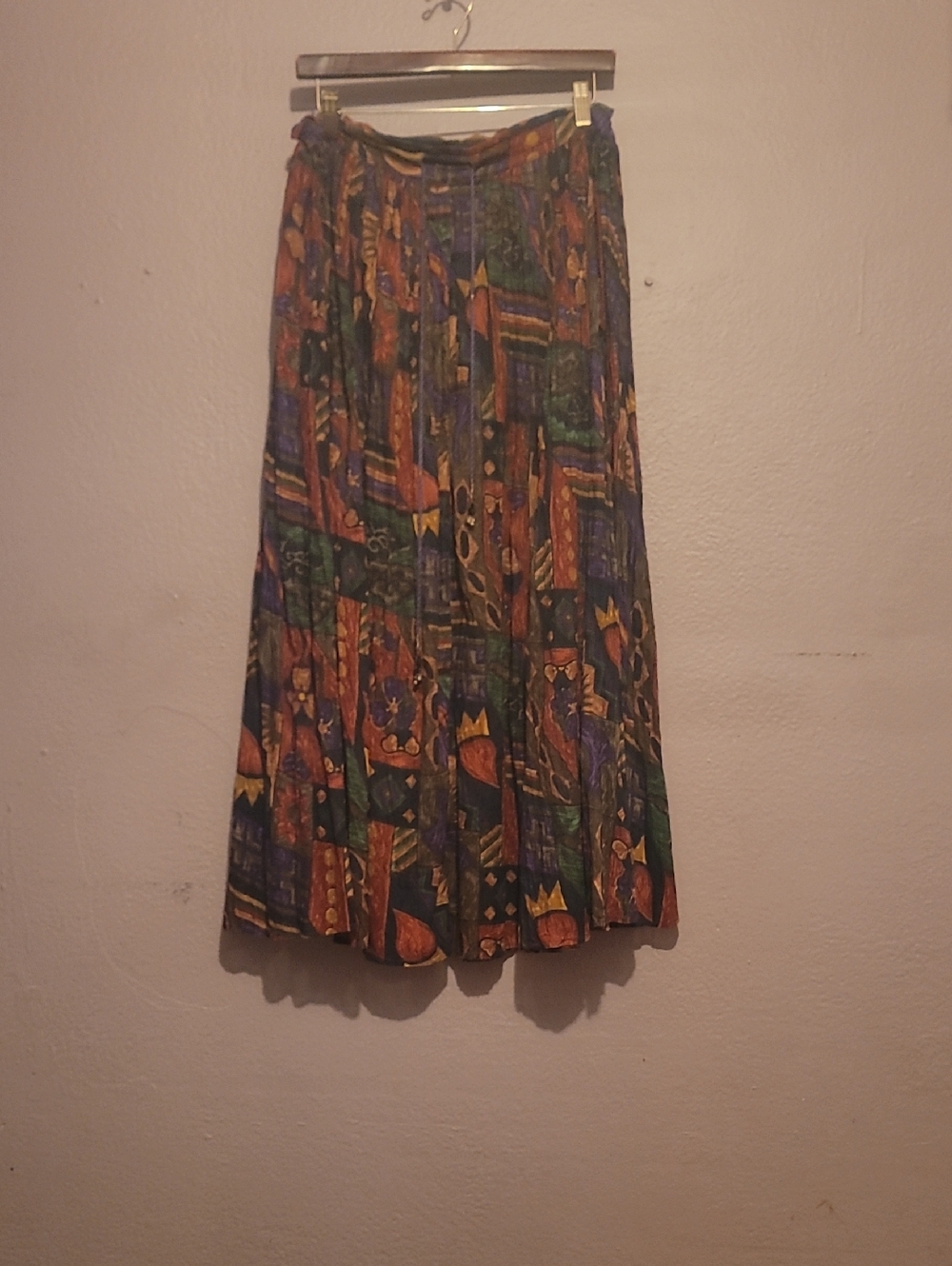 Boho Multicolor Pleated Maxi Skirt - Women's Casual Wrap Waist